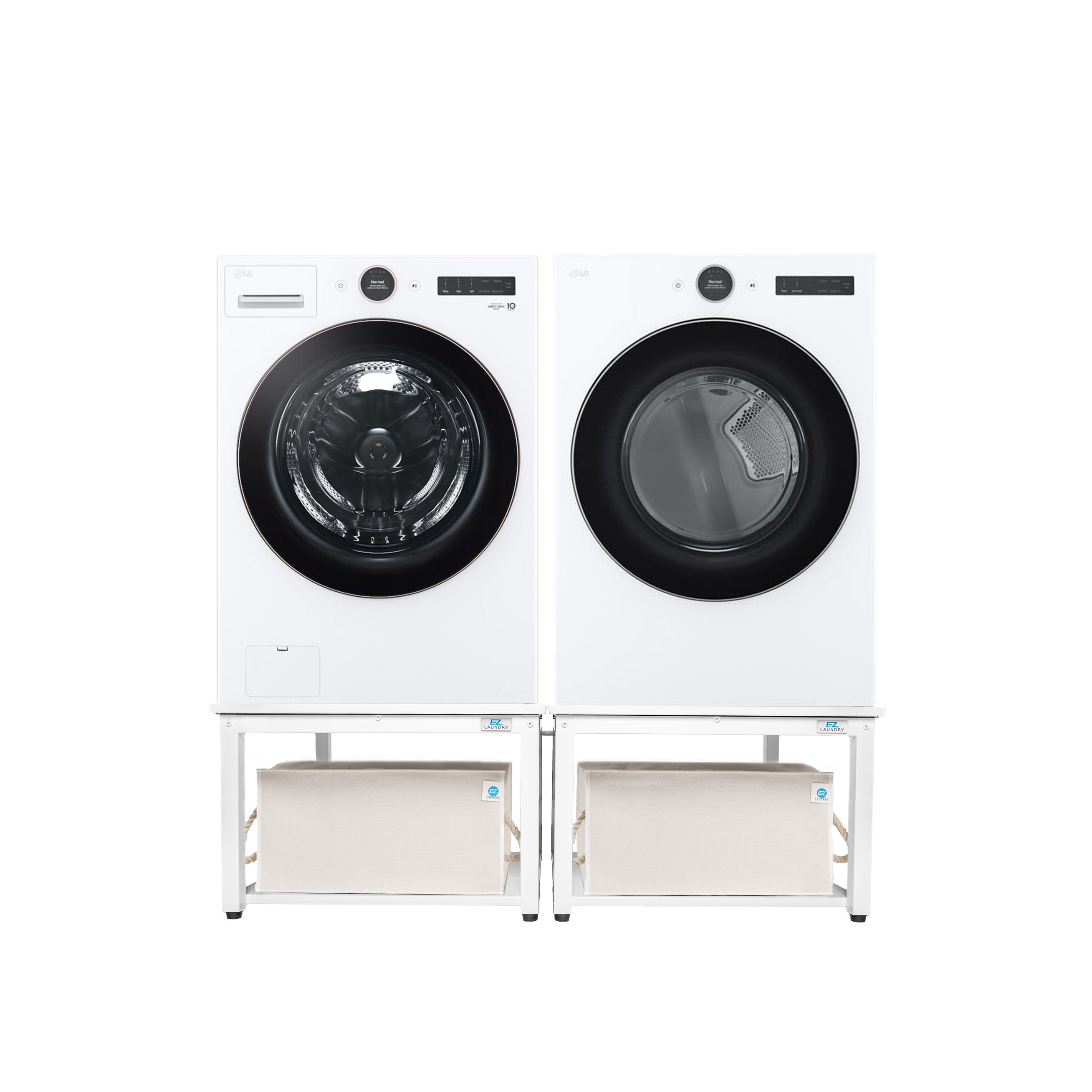 EZ LAUNDRY Universal Fit Washer & Dryer Pedestal with Storage Shelf and Drain Pan