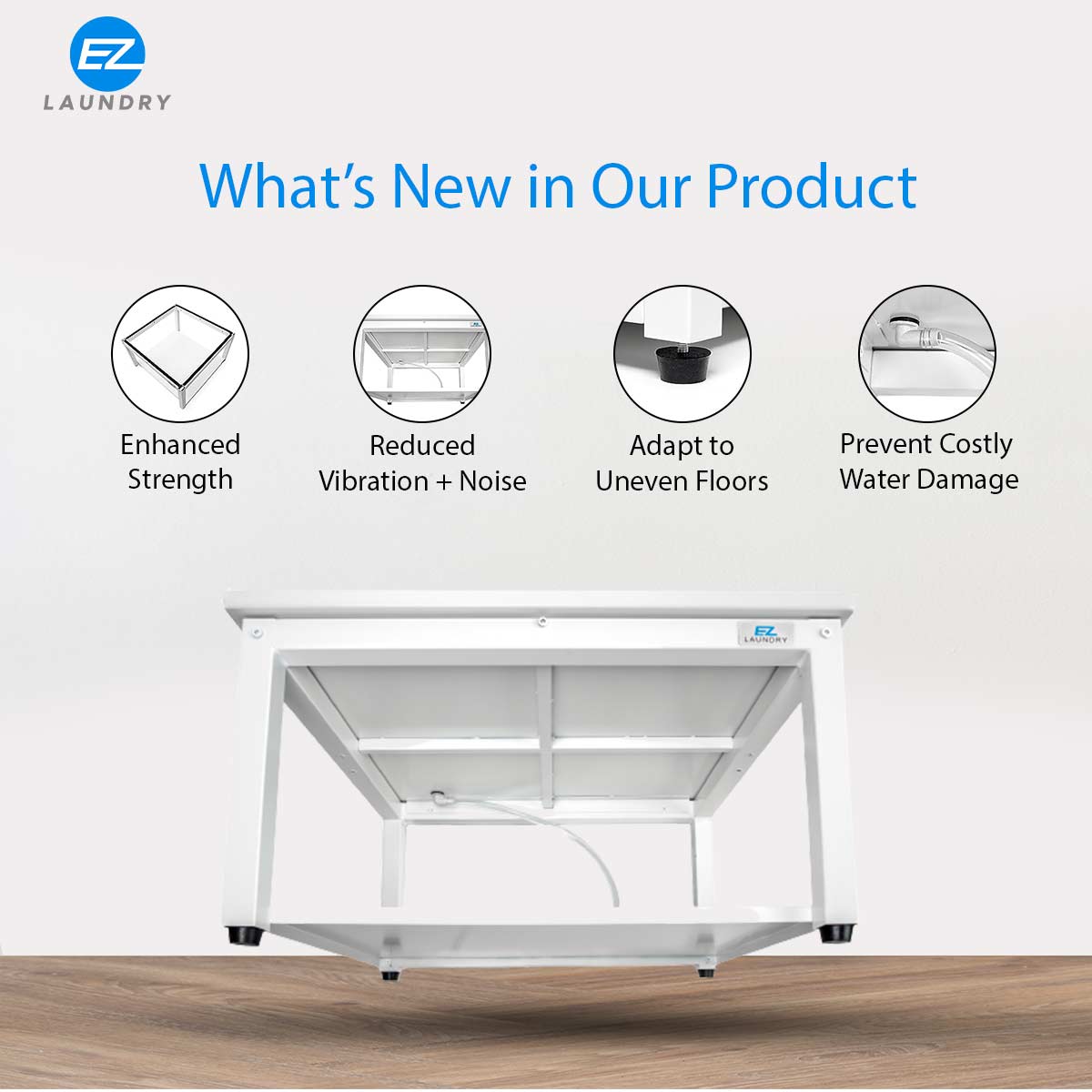 EZ LAUNDRY Universal Fit Washer & Dryer Pedestal with Storage Shelf and Drain Pan