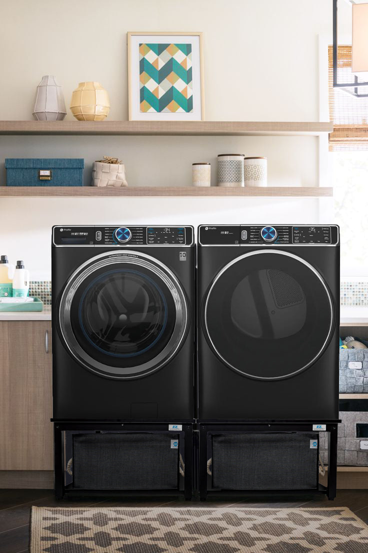 EZ Laundry | Upgraded 29” Universal Laundry Pedestal – 700lbs Capacity,  Raises 16” with Built-in Drain Pan + Hose, Adjustable Feet, Anti-Vibration