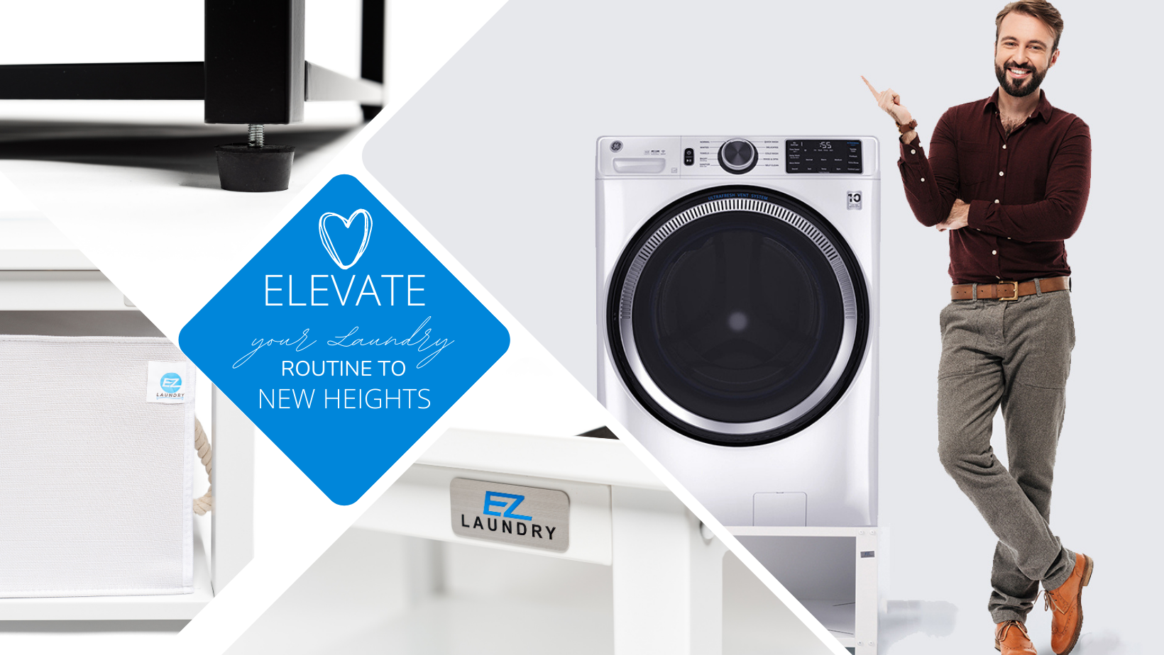 EZ Laundry Pedestal universal mejorado de 28 pulgadas – Capacidad de 700  libras, eleva 16 pulgadas con bandeja de drenaje integrada + manguera,  patas