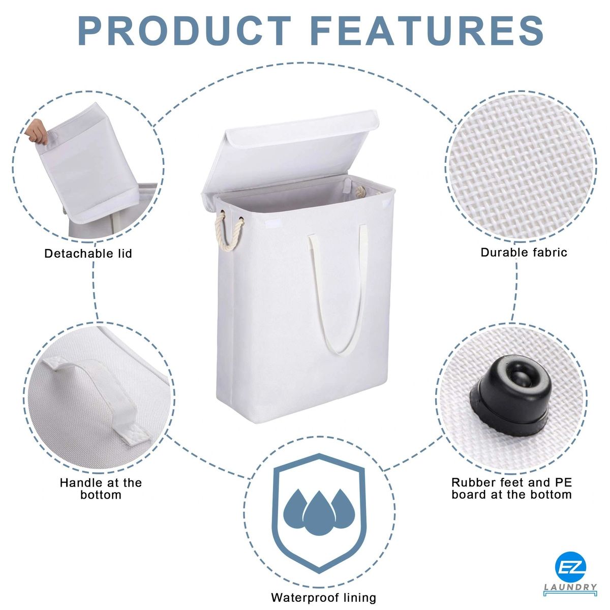 EZ Laundry Basket Hamper with Long Handles