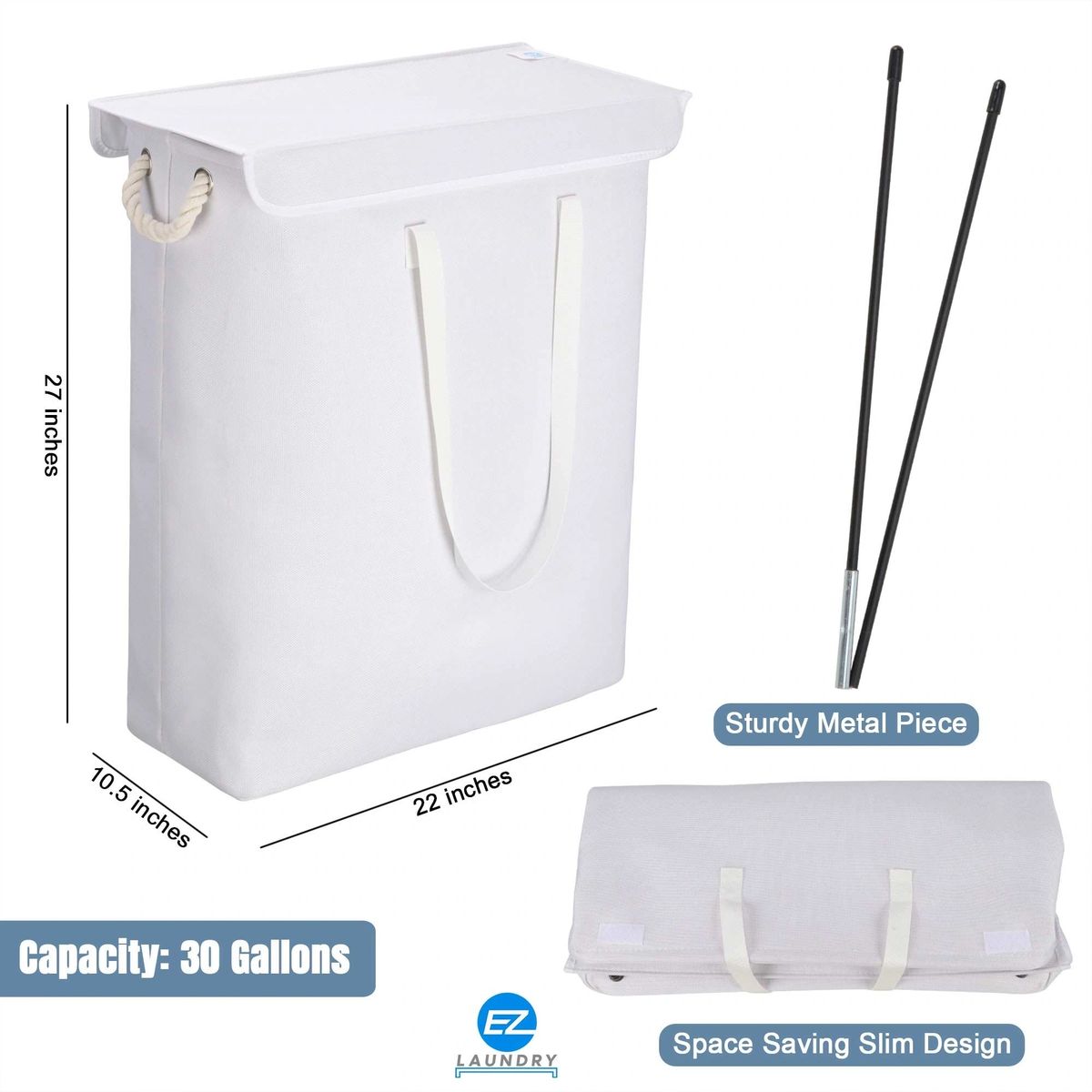 EZ Laundry Basket Hamper with Long Handles